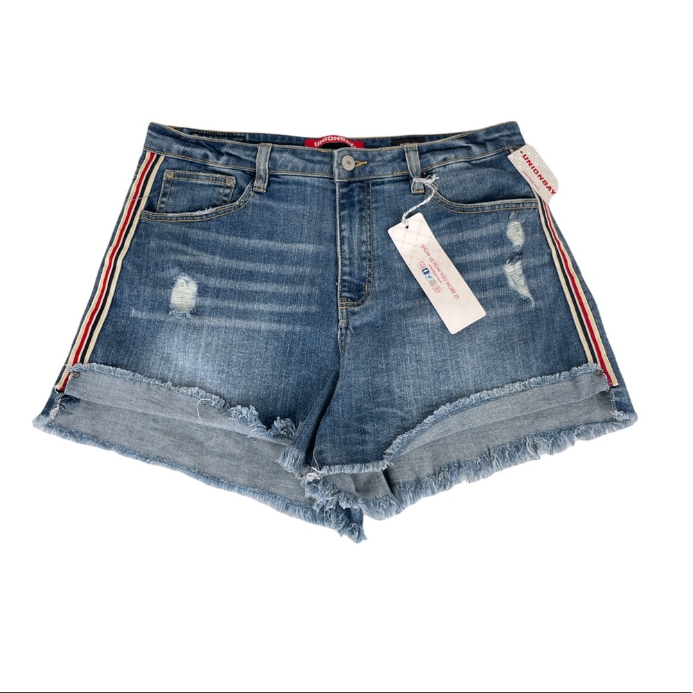 Unionbay Roxie Distressed High Rise Jean Shorts Blue Size 13